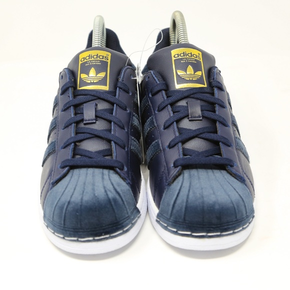 adidas SuperStar Womens Navy Blue White Shell Toe - Picture 2 of 8
